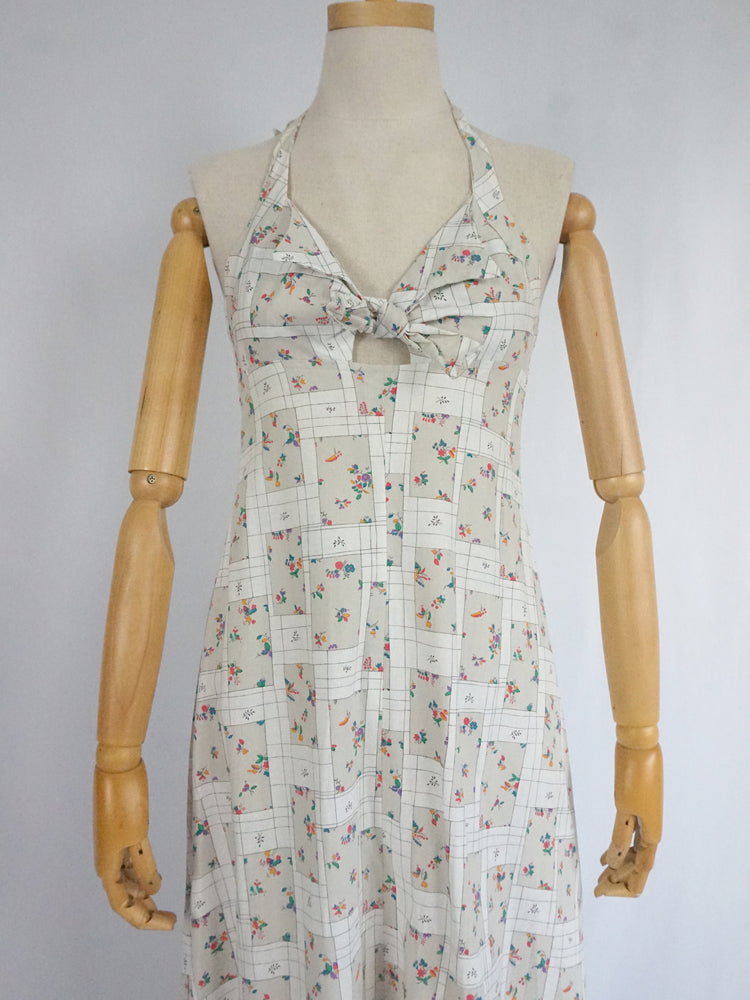 Patchwork Cotton Halterneck Dress - XS