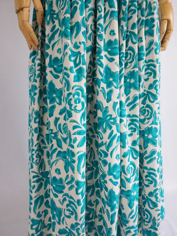 Green Floral Strapless Dress - XS