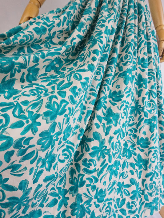 Green Floral Strapless Dress - XS