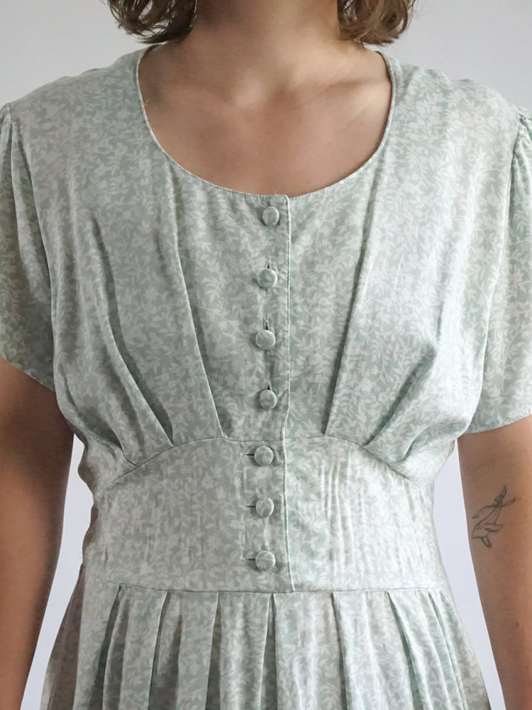 Pastel Green Floral Dress - M/L
