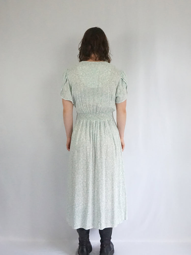 Pastel Green Floral Dress - M/L