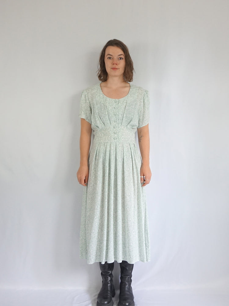 Pastel Green Floral Dress - M/L