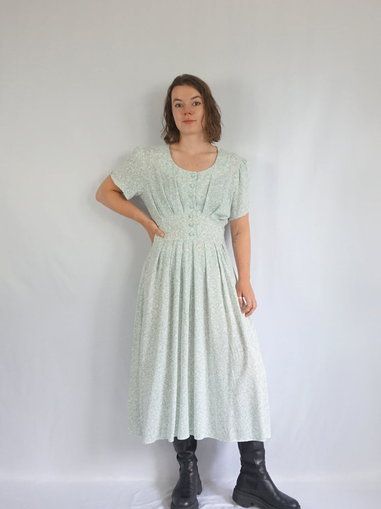 Pastel Green Floral Dress - M/L