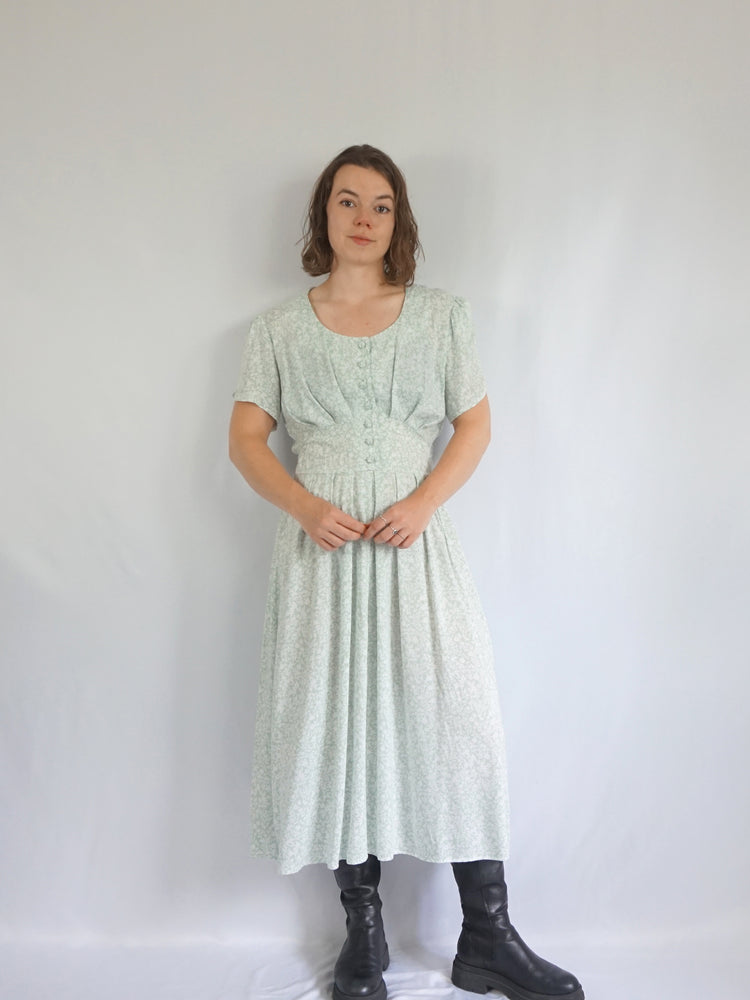 Pastel Green Floral Dress - M/L