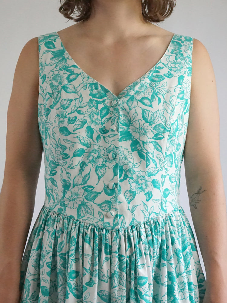 Laura Ashley Floral Green Dress - M