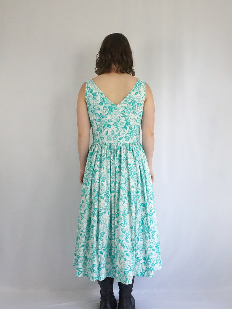 Laura Ashley Floral Green Dress - M