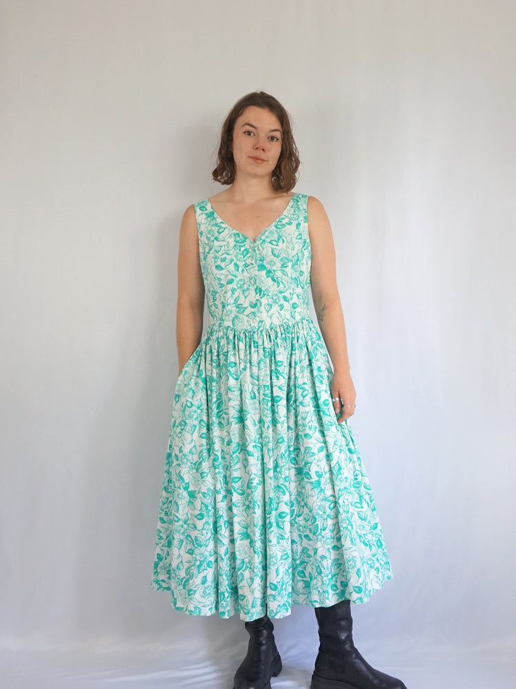 Laura Ashley Floral Green Dress - M