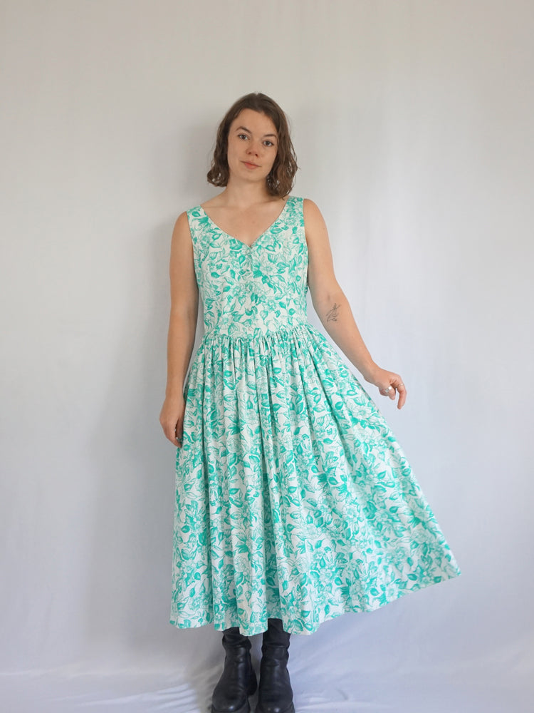 Laura Ashley Floral Green Dress - M