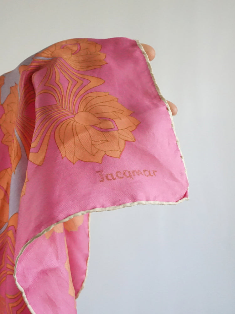 Pink Silk Floral Scarf