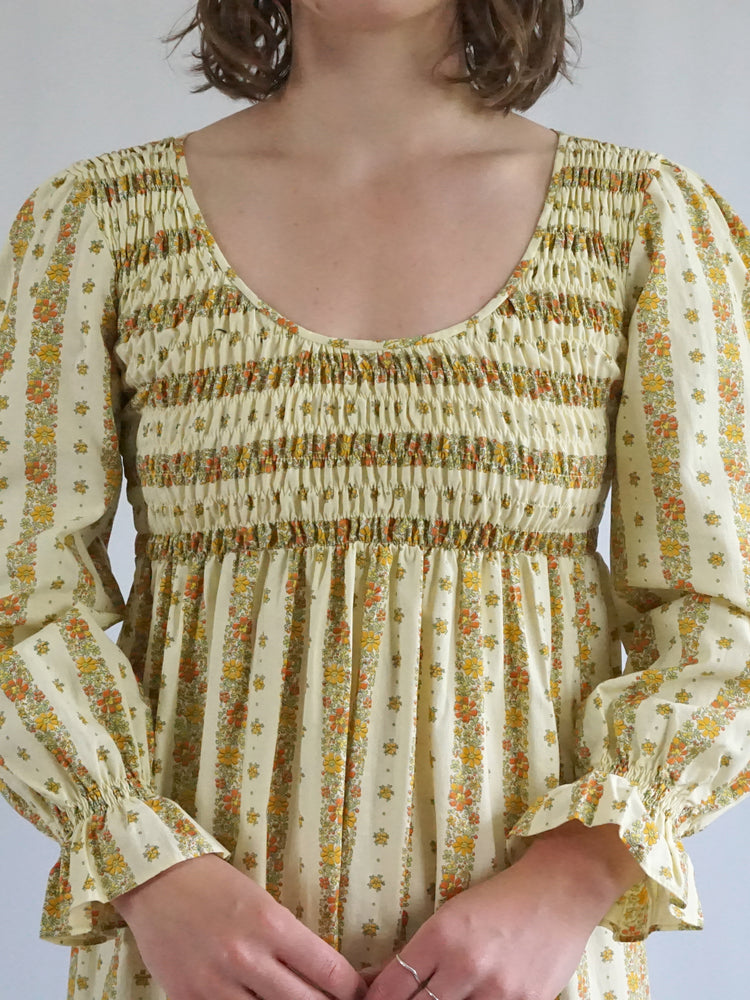 Pastel Yellow Smocked Dress - XS