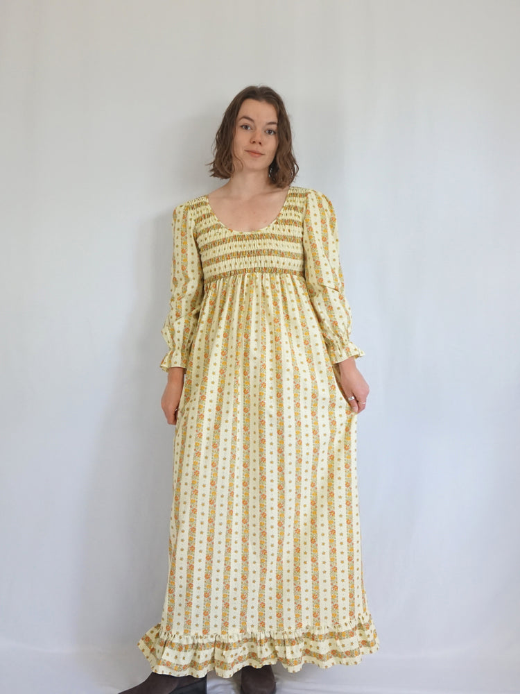 Pastel Yellow Smocked Dress - XS