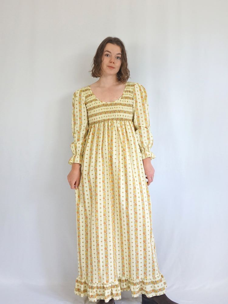 Pastel Yellow Smocked Dress - XS