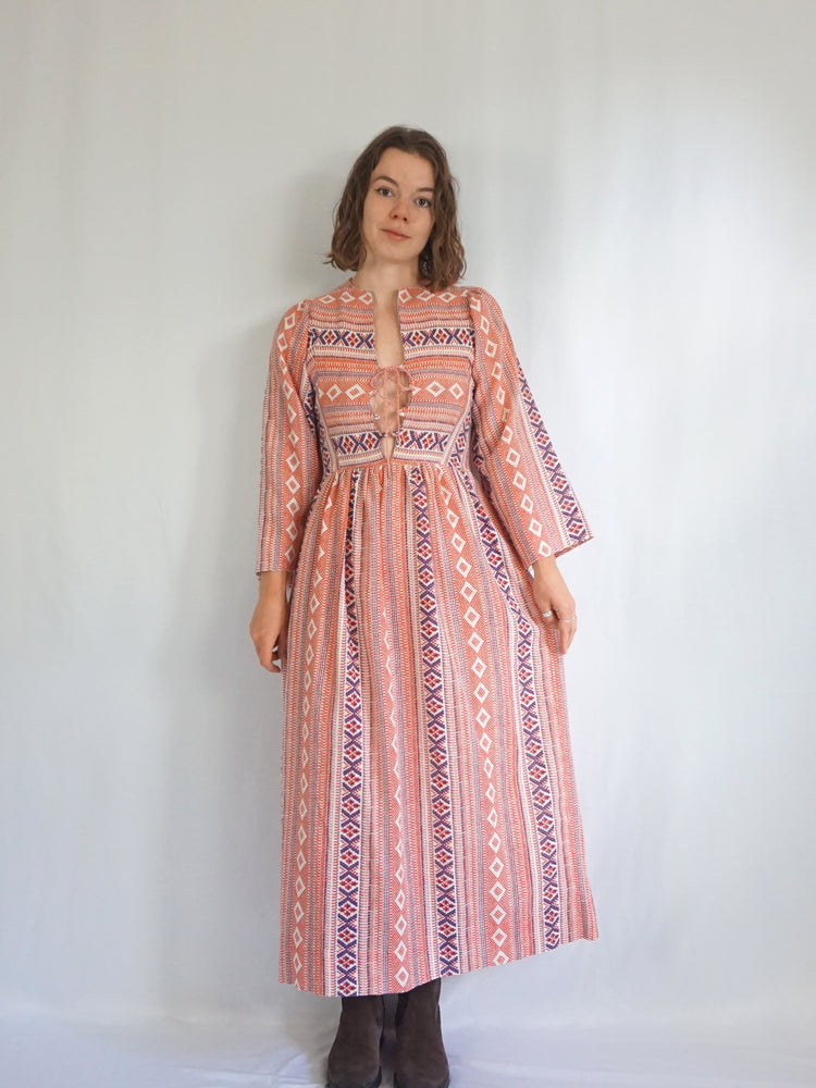 Funky Patterned Tie Dress - XS/S