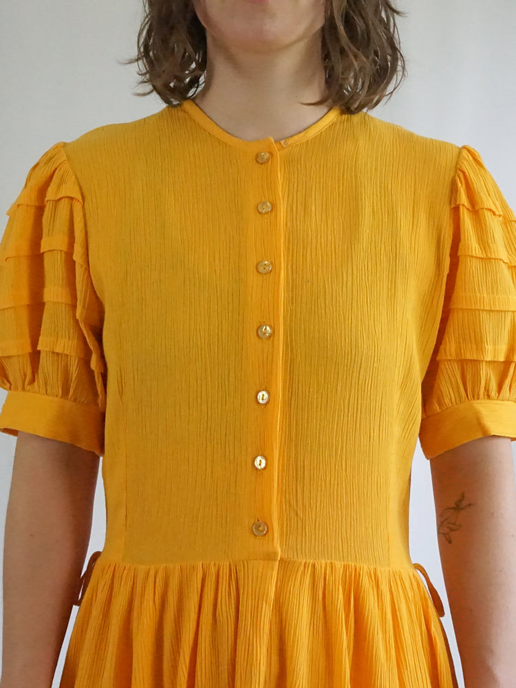 Marion Donaldson Yellow Cotton Dress - L