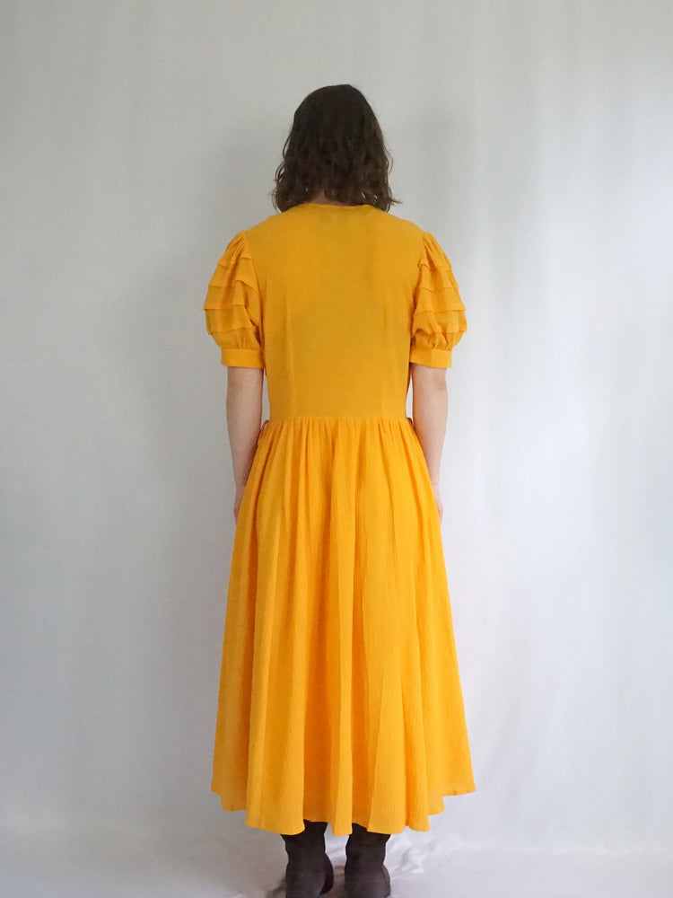 Marion Donaldson Yellow Cotton Dress - L