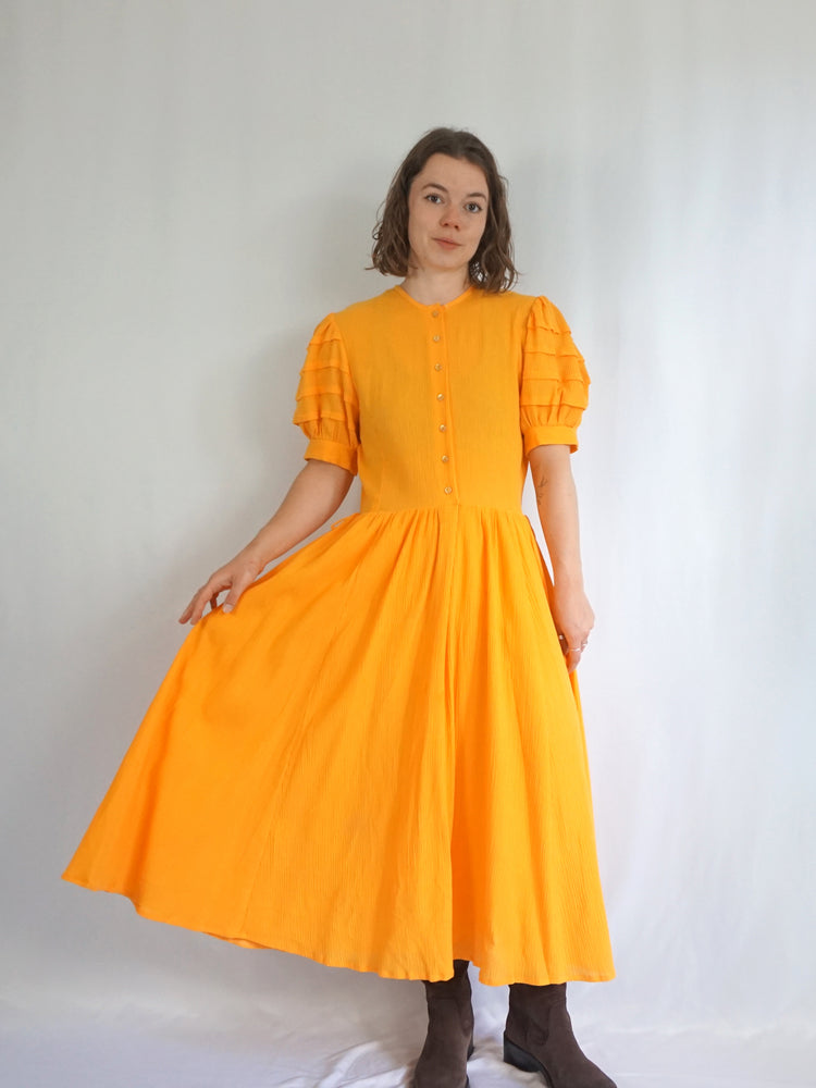 Marion Donaldson Yellow Cotton Dress - L
