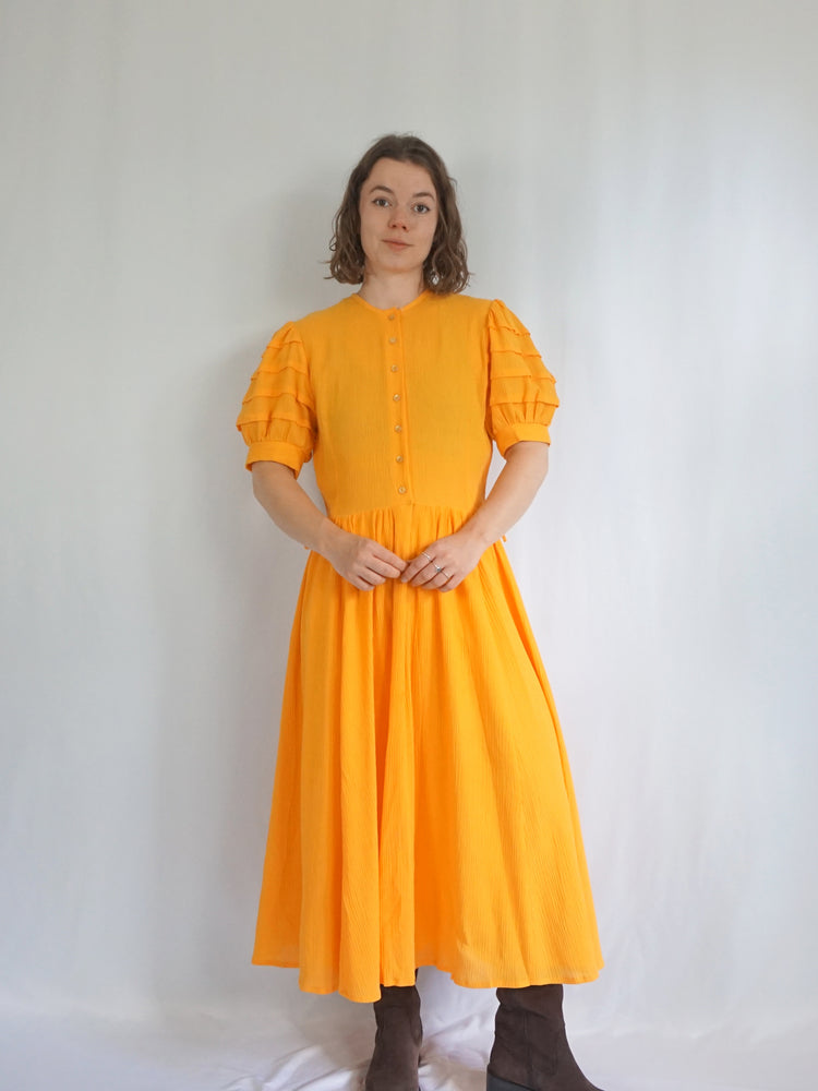 Marion Donaldson Yellow Cotton Dress - L