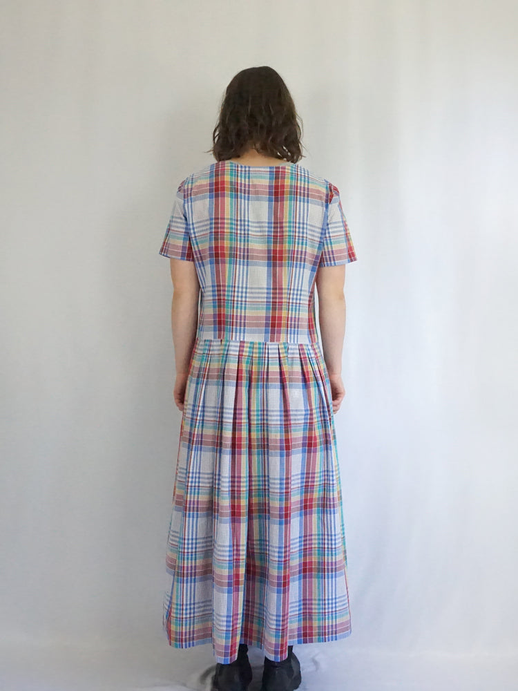 Multicoloured Checkered Maxi Dress - L