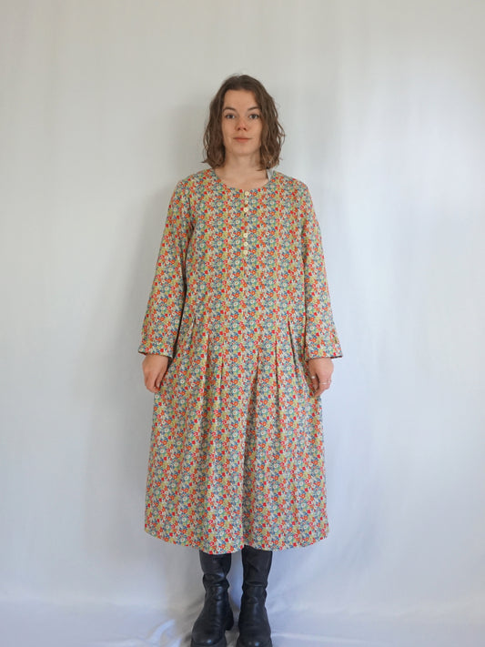 Liberty Print Cotton Midi Dress - XL