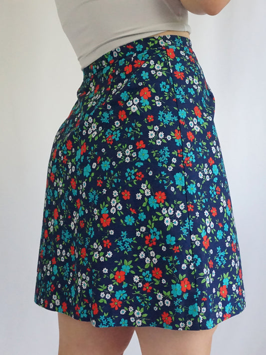 Floral Cotton Mini Skirt - 27"