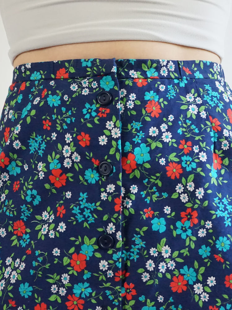 Floral Cotton Mini Skirt - 27"