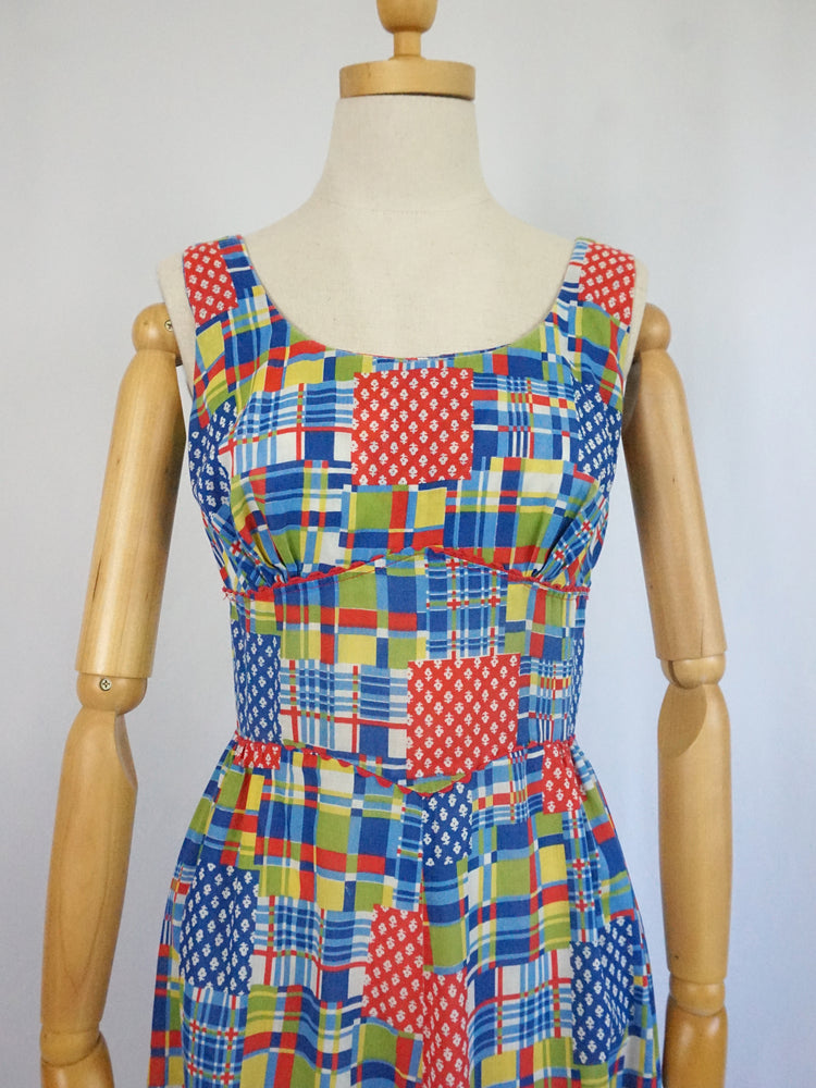 Colourful Patchwork Midi Dress - XS