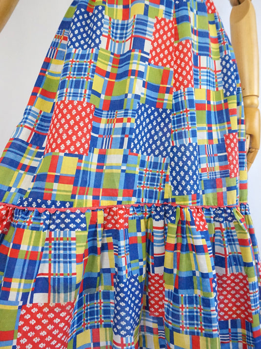 Colourful Patchwork Midi Dress - XS