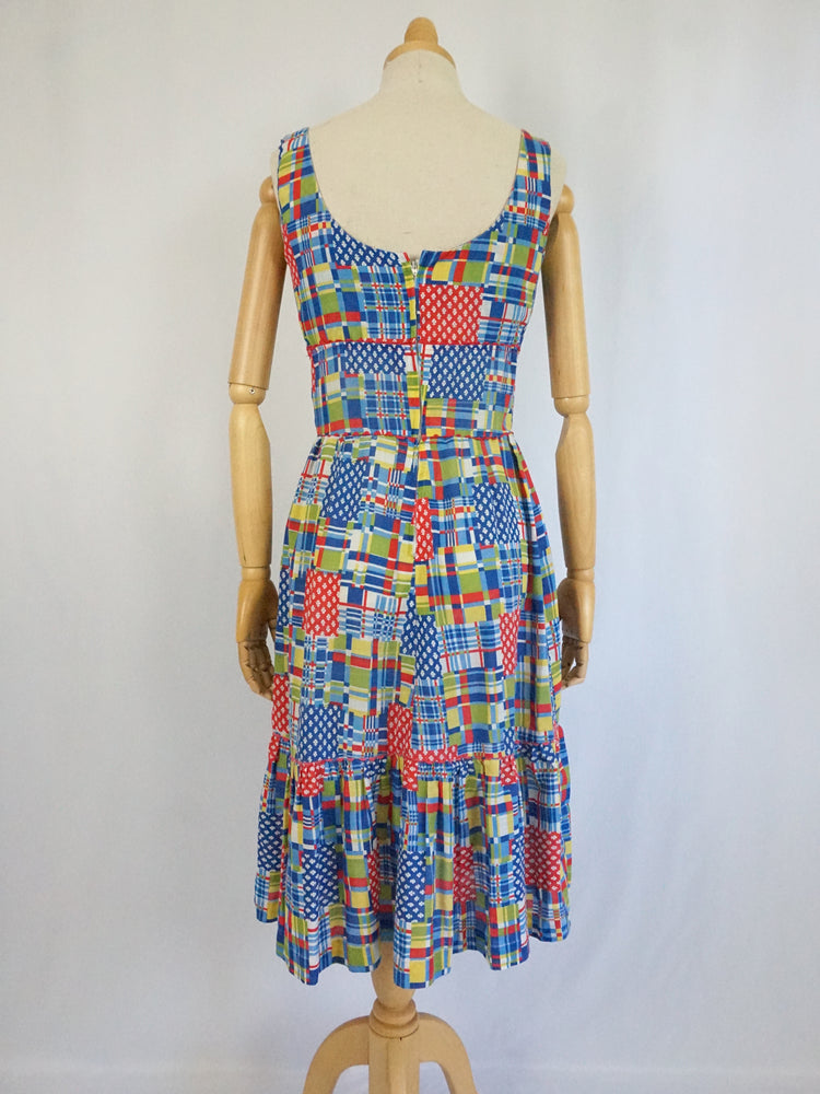 Colourful Patchwork Midi Dress - XS