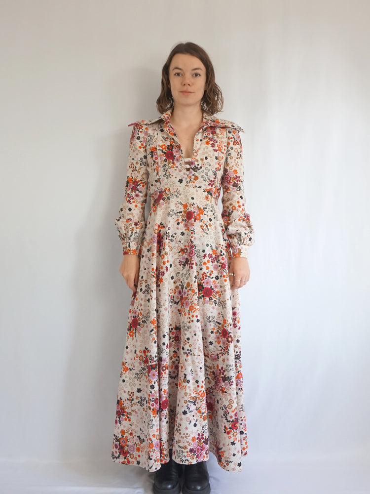 Floral Puff Sleeve Maxi Dress - S