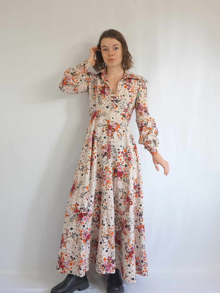 Floral Puff Sleeve Maxi Dress - S