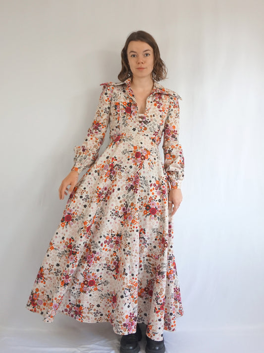 Floral Puff Sleeve Maxi Dress - S