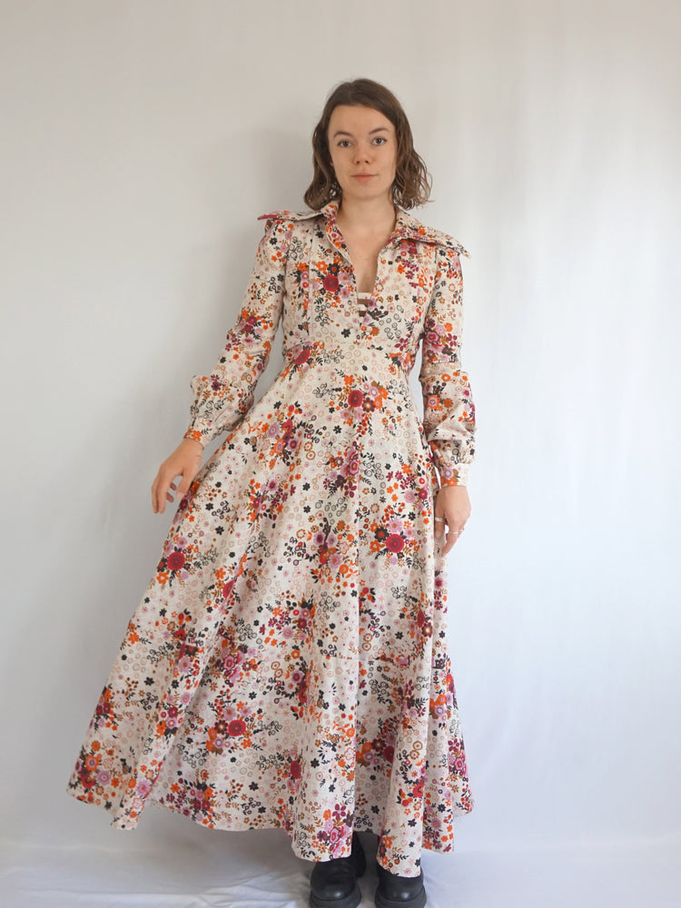 Floral Puff Sleeve Maxi Dress - S