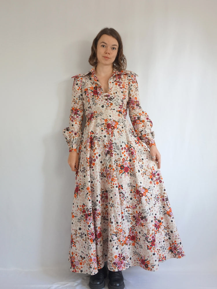 Floral Puff Sleeve Maxi Dress - S