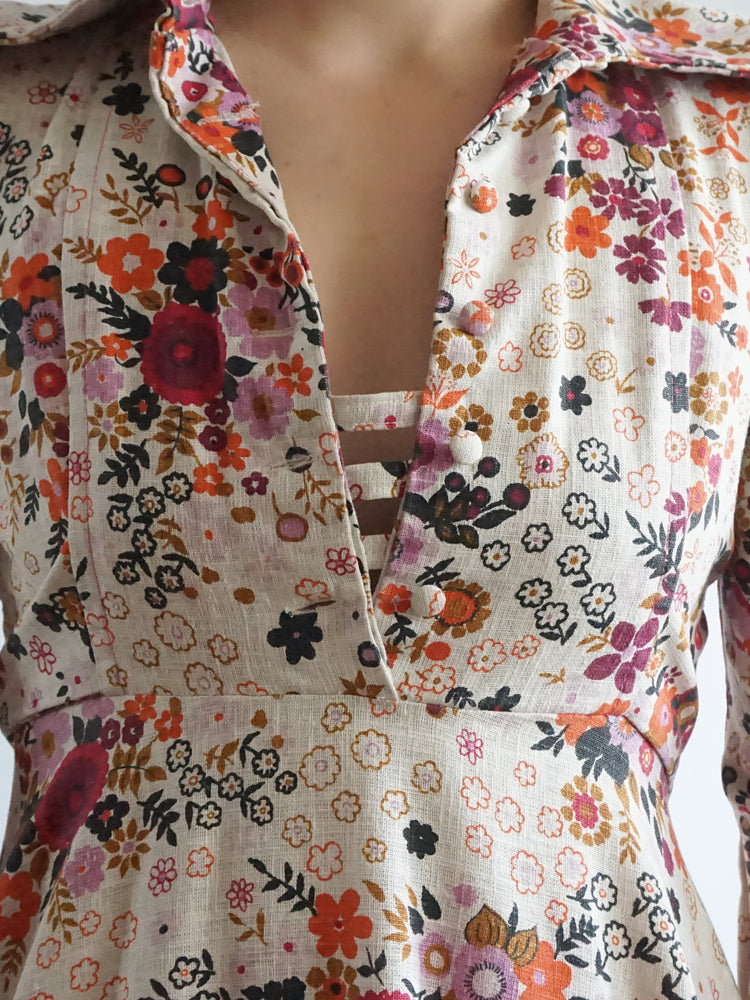 Floral Puff Sleeve Maxi Dress - S