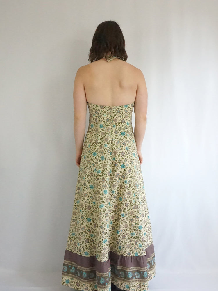 Floral Cotton Halterneck Maxi Dress - S