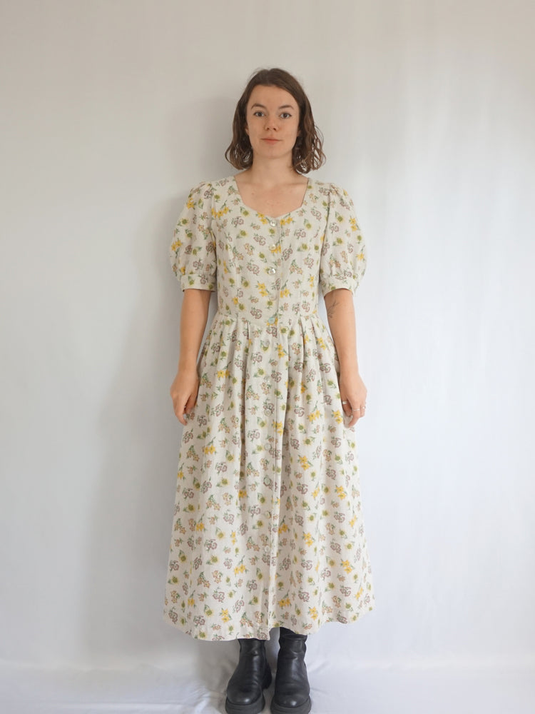 Floral Cotton Austrian Dress - M
