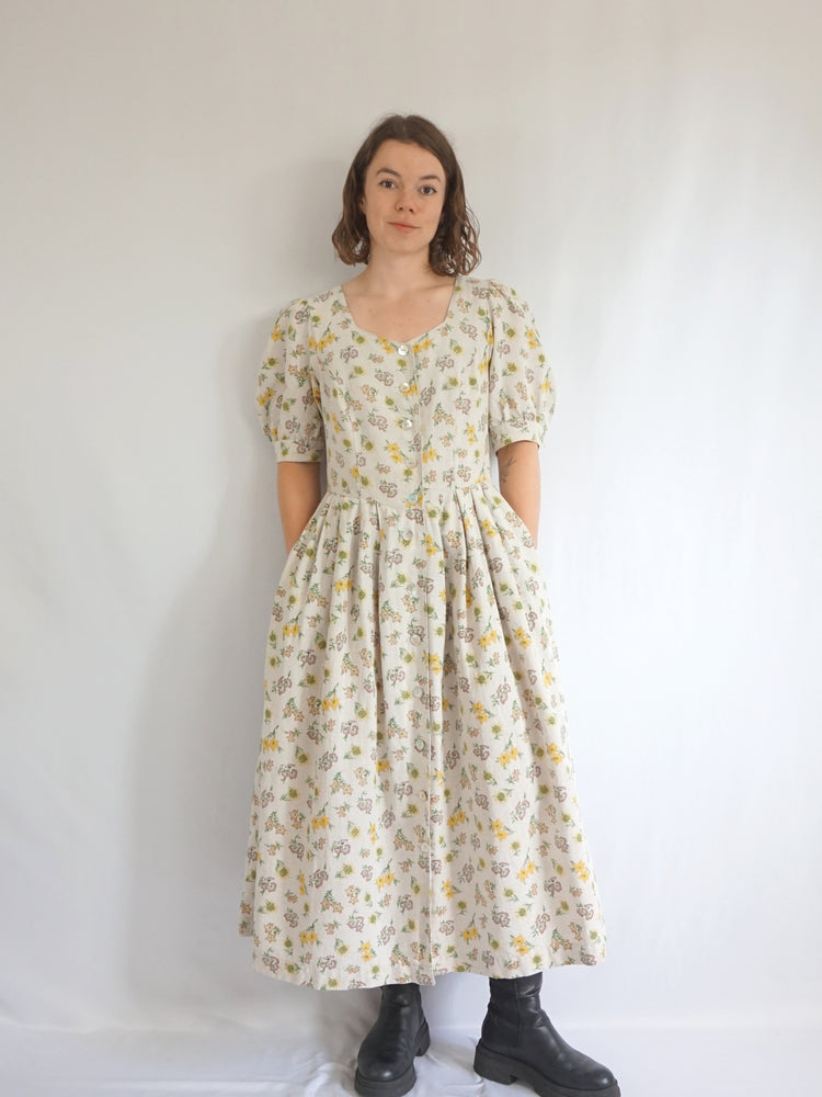 Floral Cotton Austrian Dress - M