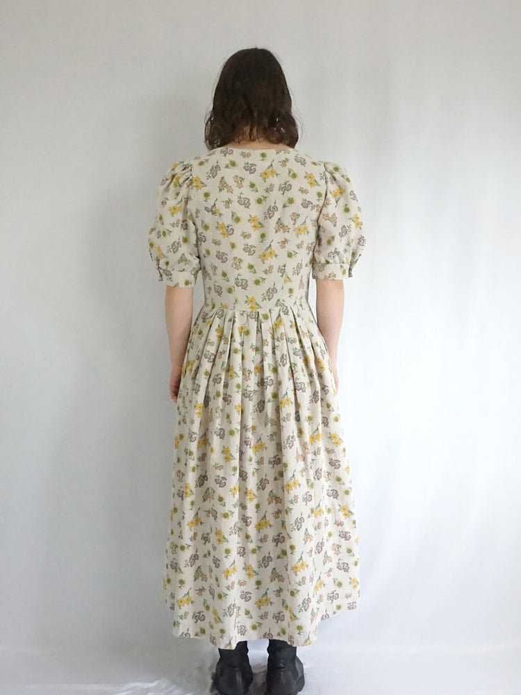 Floral Cotton Austrian Dress - M