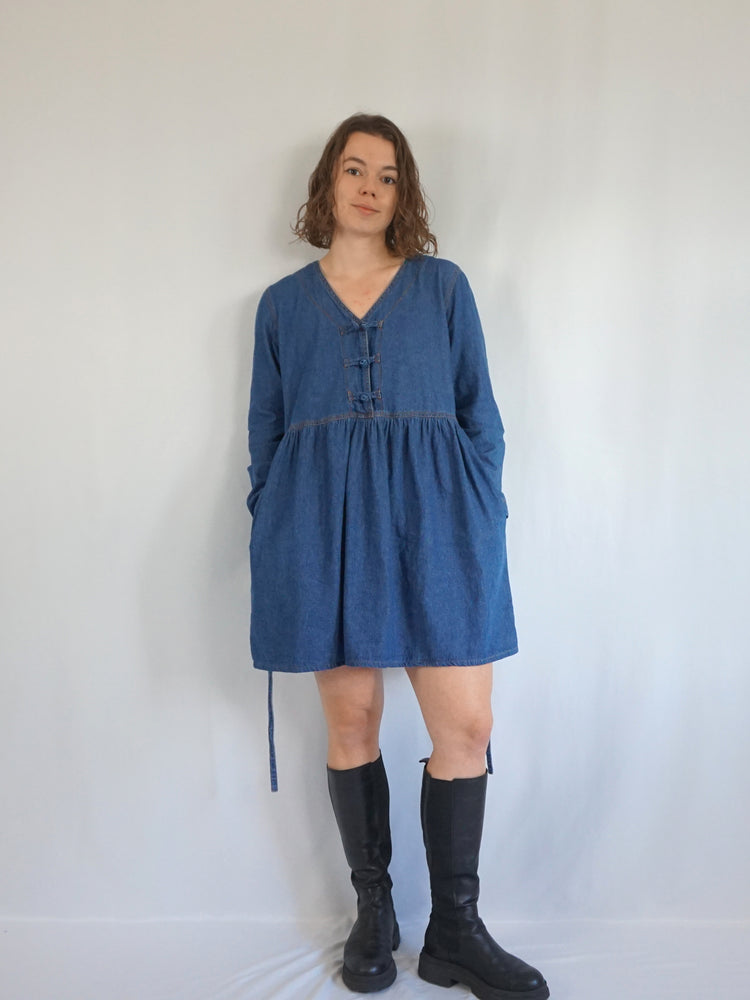 Denim Mini Dress - L