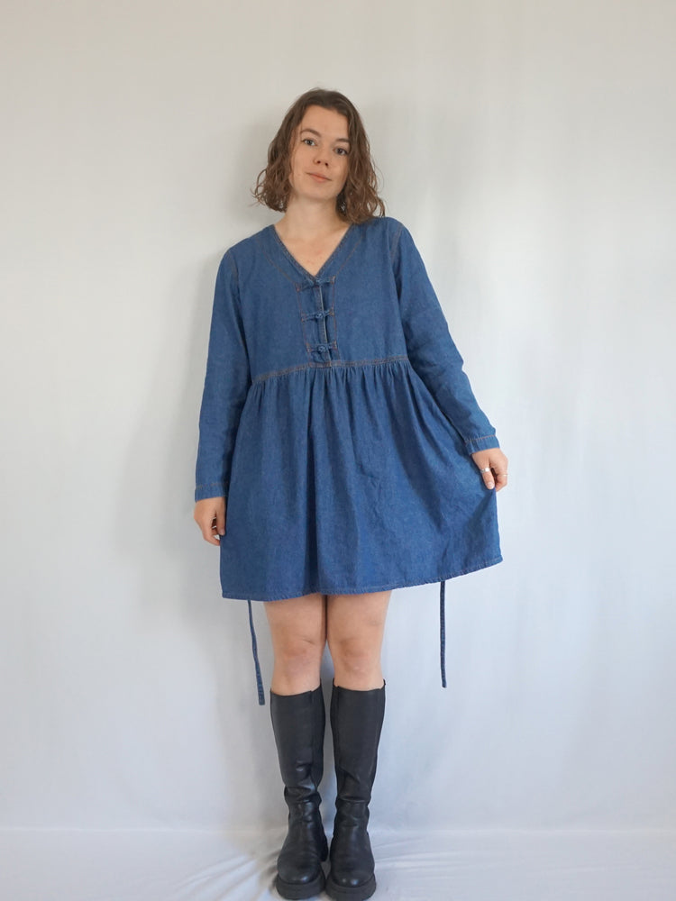 Denim Mini Dress - L