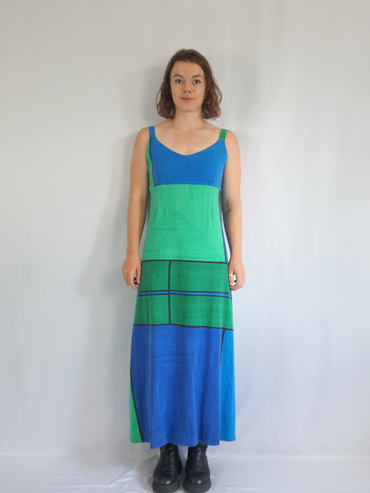 Backless Geometric Maxi Dress - S