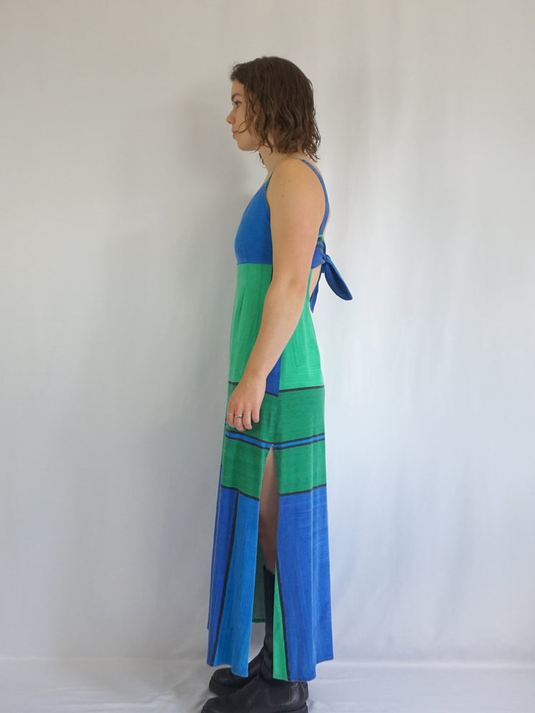 Backless Geometric Maxi Dress - S