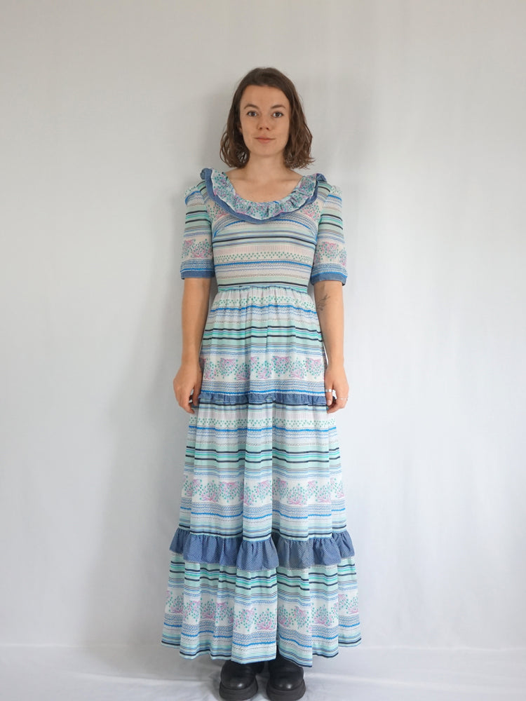 Light Blue Patterned Maxi Dress - S