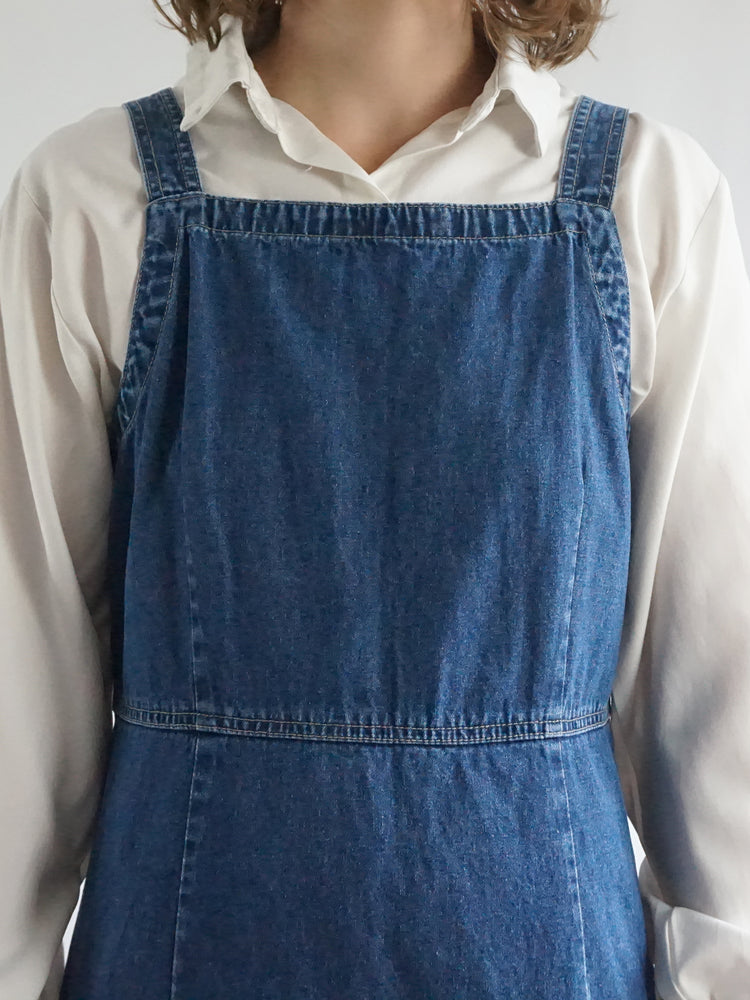 Denim Pinafore Dress - M
