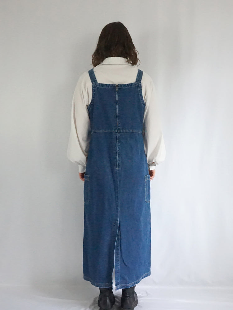 Denim Pinafore Dress - M