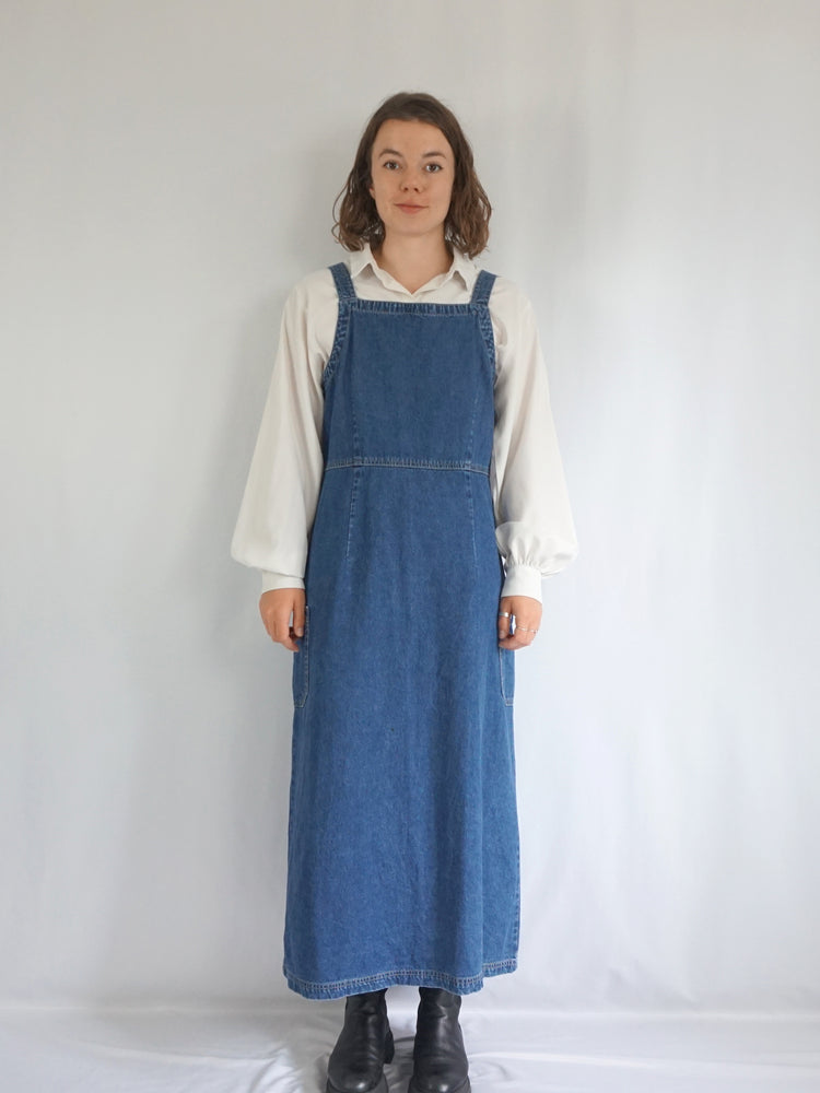Denim Pinafore Dress - M
