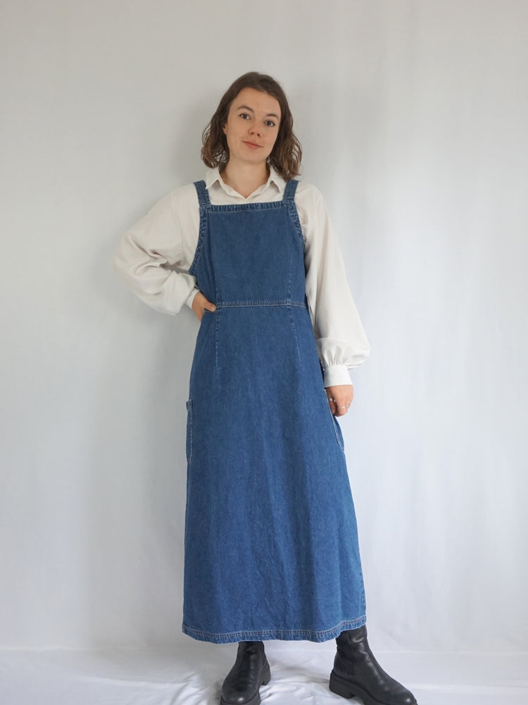 Denim Pinafore Dress - M