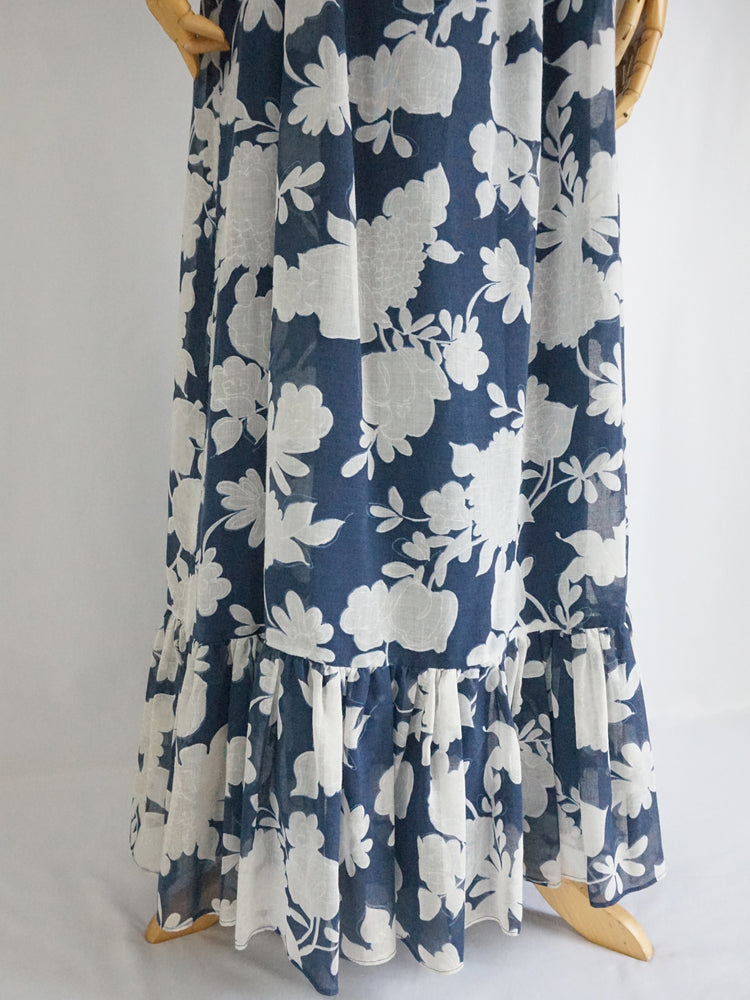 Floral Trumpet Sleeve Maxi Dress - XS