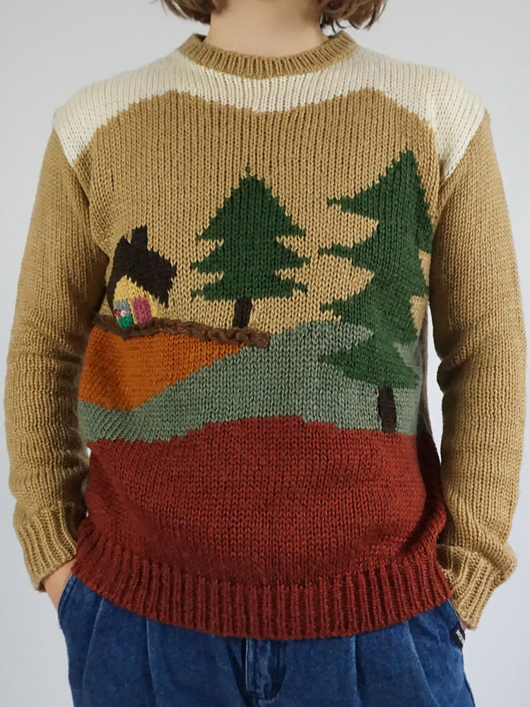 Cottage & Trees Jumper - M
