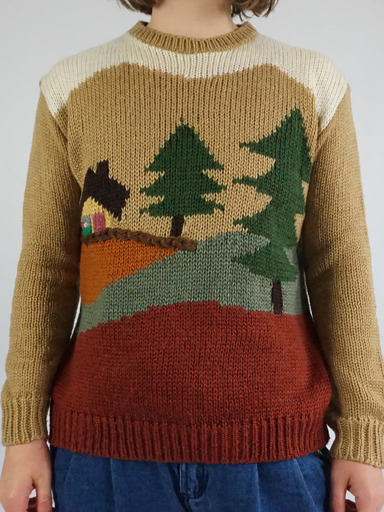 Cottage & Trees Jumper - M